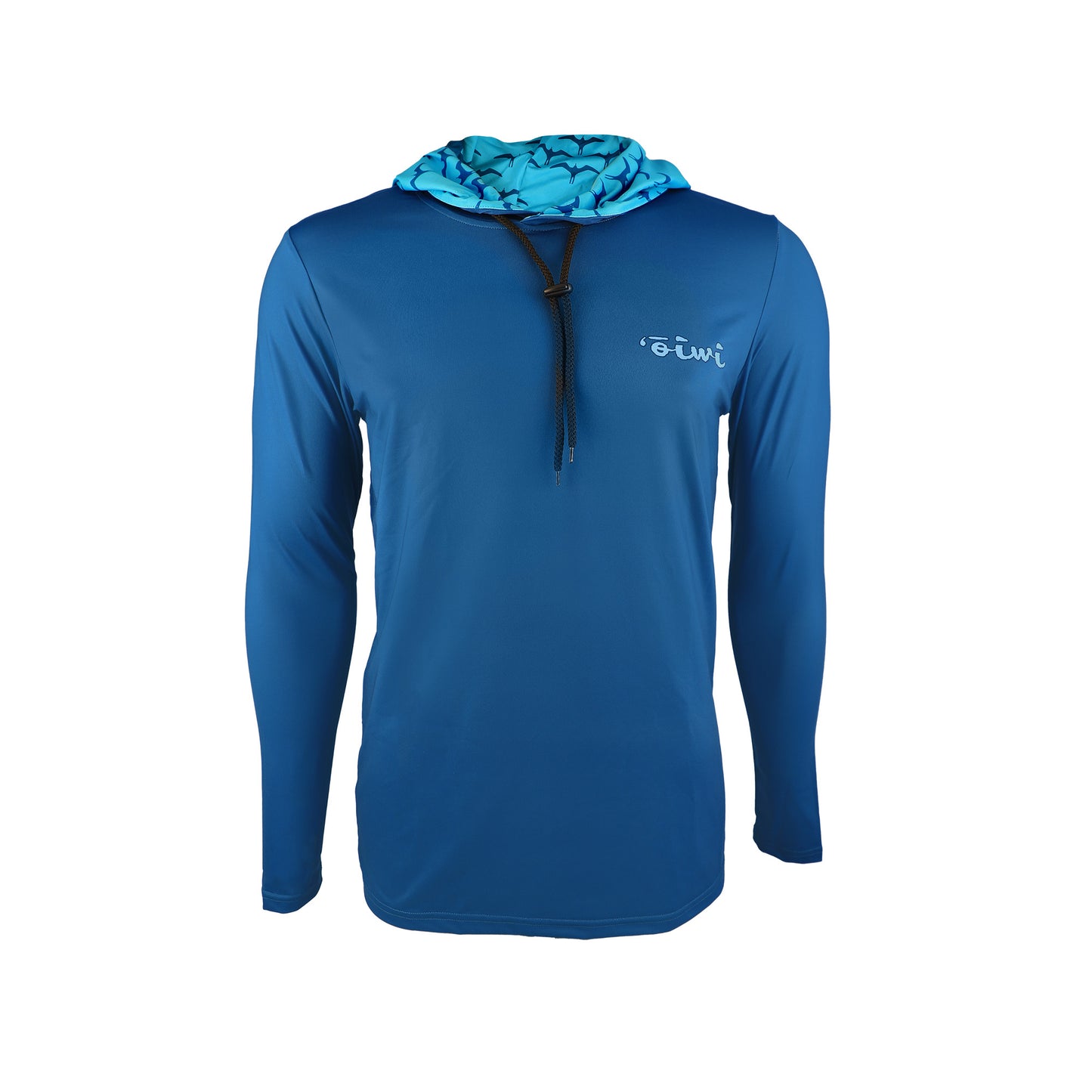 Blue Hooded Iwa Long Sleeve UPF 50 Shirt - Oiwi