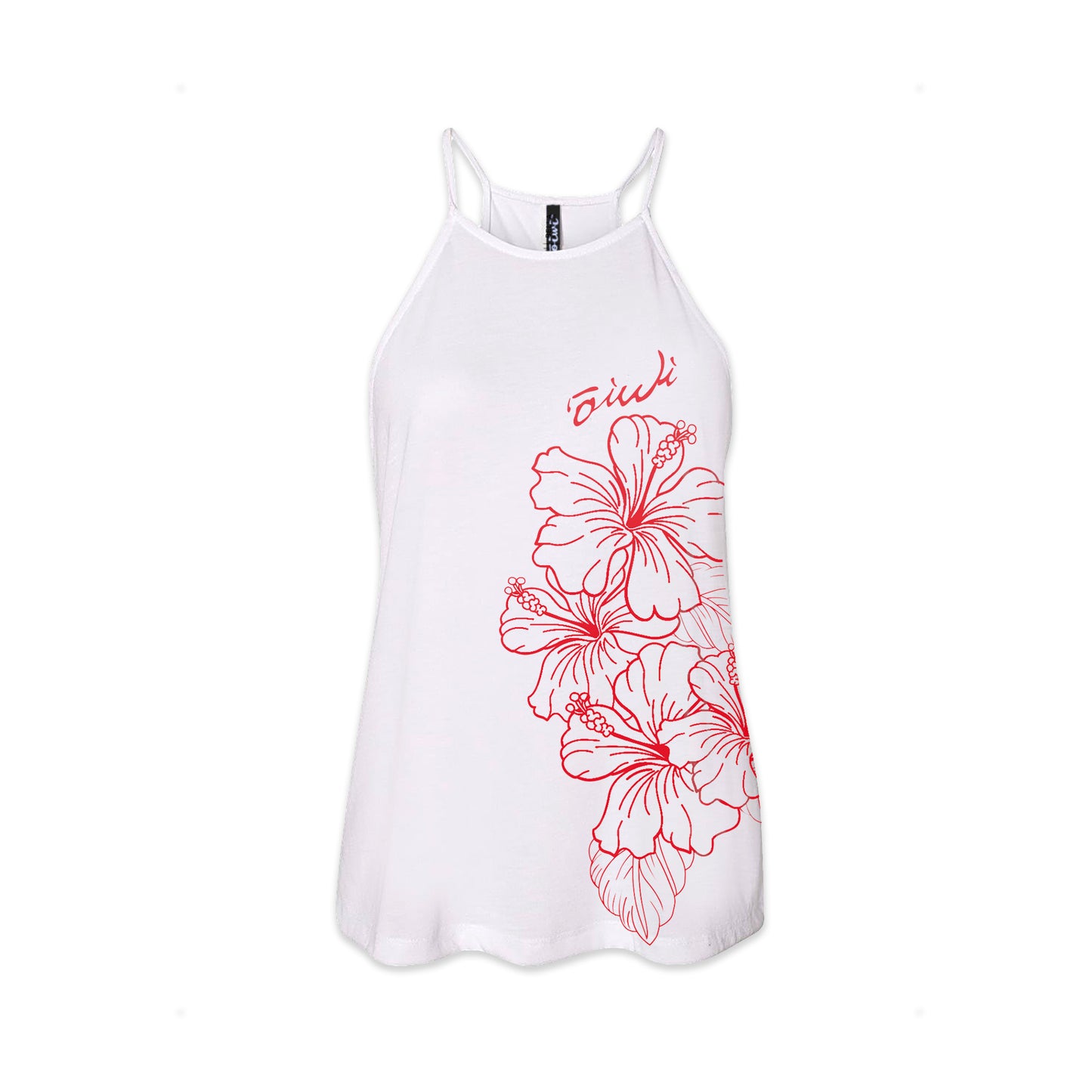 Kaimana Wahine High Neck Flowy Tank Tee in White - ‘Ōiwi