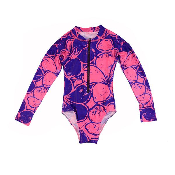 Plumeria KEIKI Long Sleeve UPF 30 Swim Suit - Oiwi