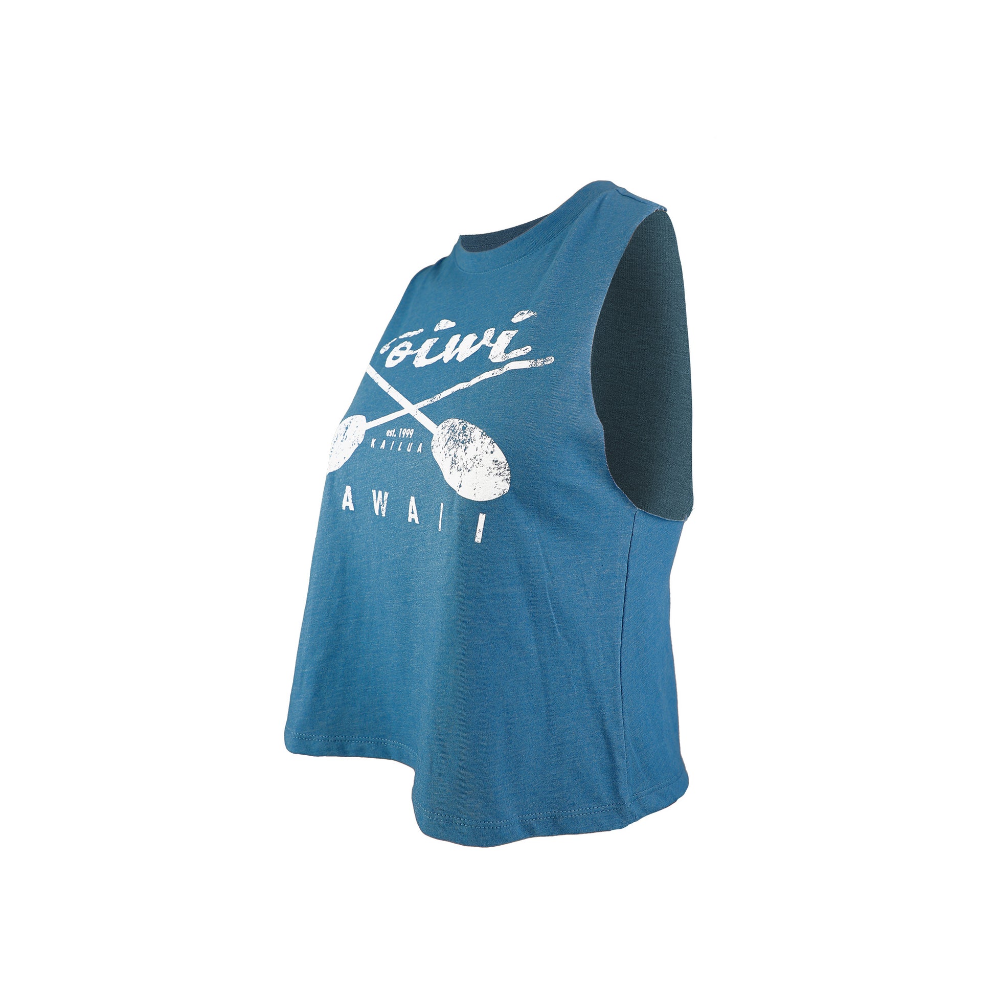 Cross Paddles Wahine Cropped Tank Tee in Teal - Oiwi