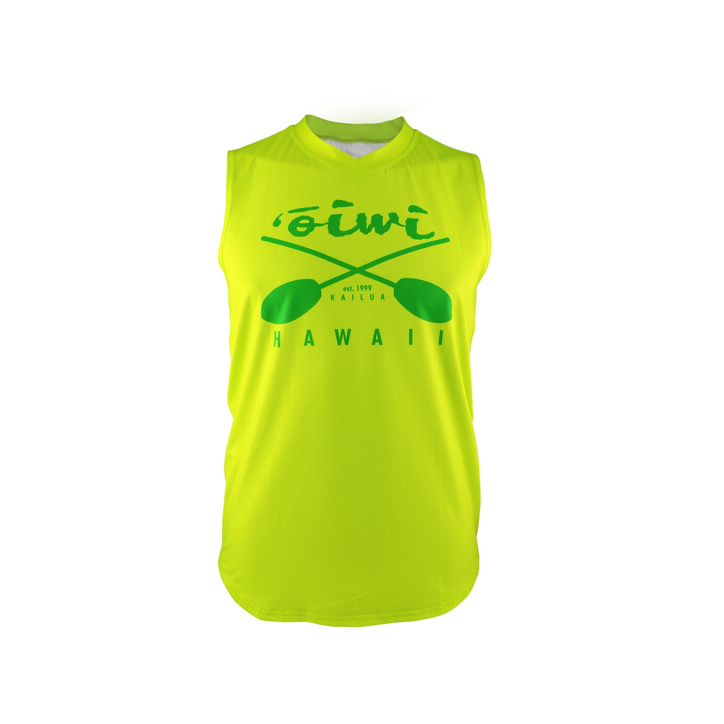 Cross Paddles Sleeveless UPF 30 Shirt in Safety Green - Oiwi