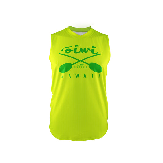 Cross Paddles Sleeveless UPF 30 Shirt in Safety Green - Oiwi