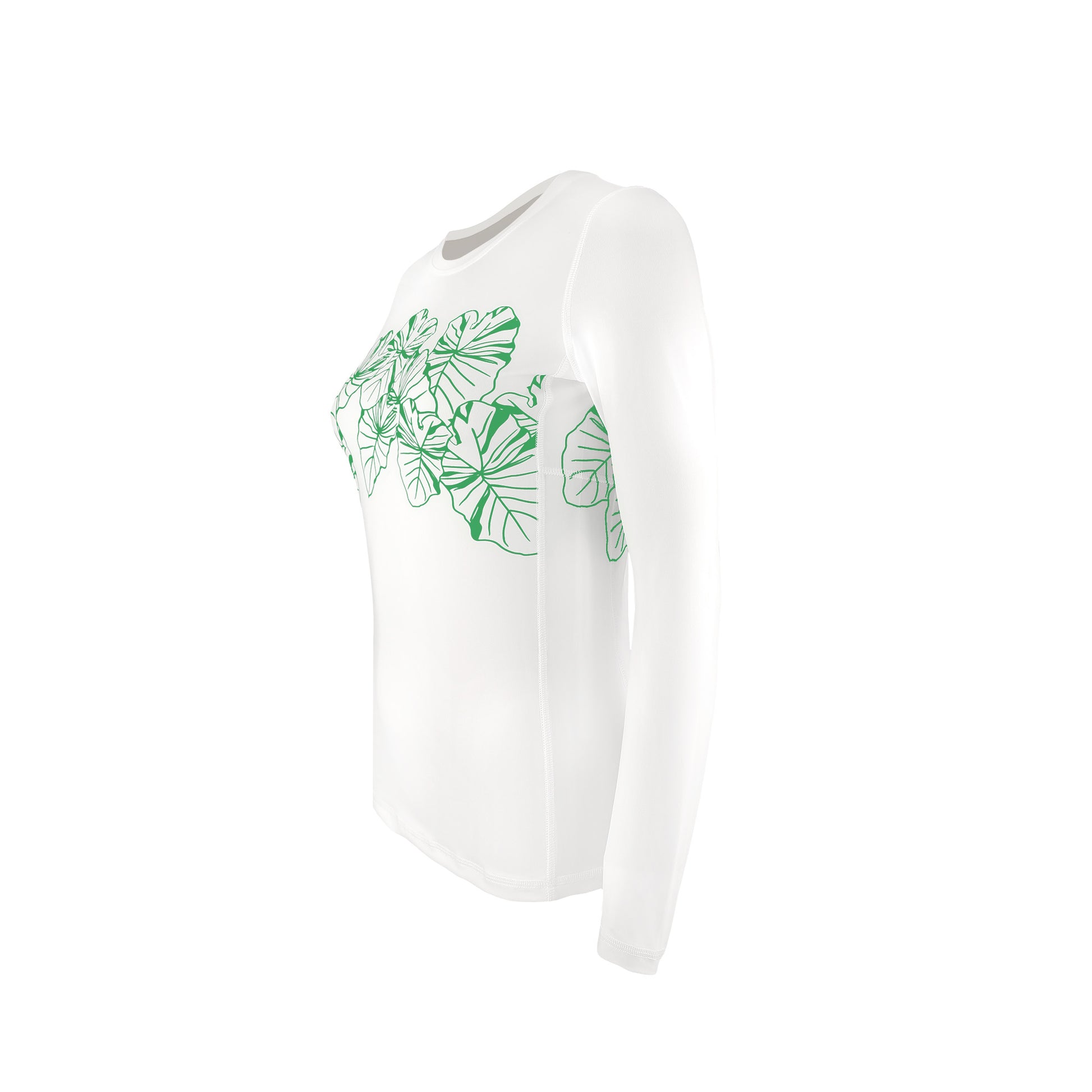 Wahine Kalo Long Sleeve UPF 30 Shirt in White - Oiwi