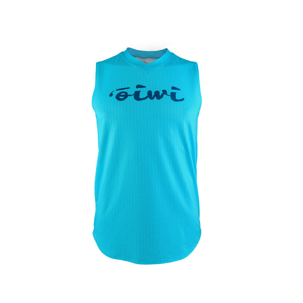 Oiwi Logo Sleeveless UPF 30 Shirt in Bright Blue - Oiwi