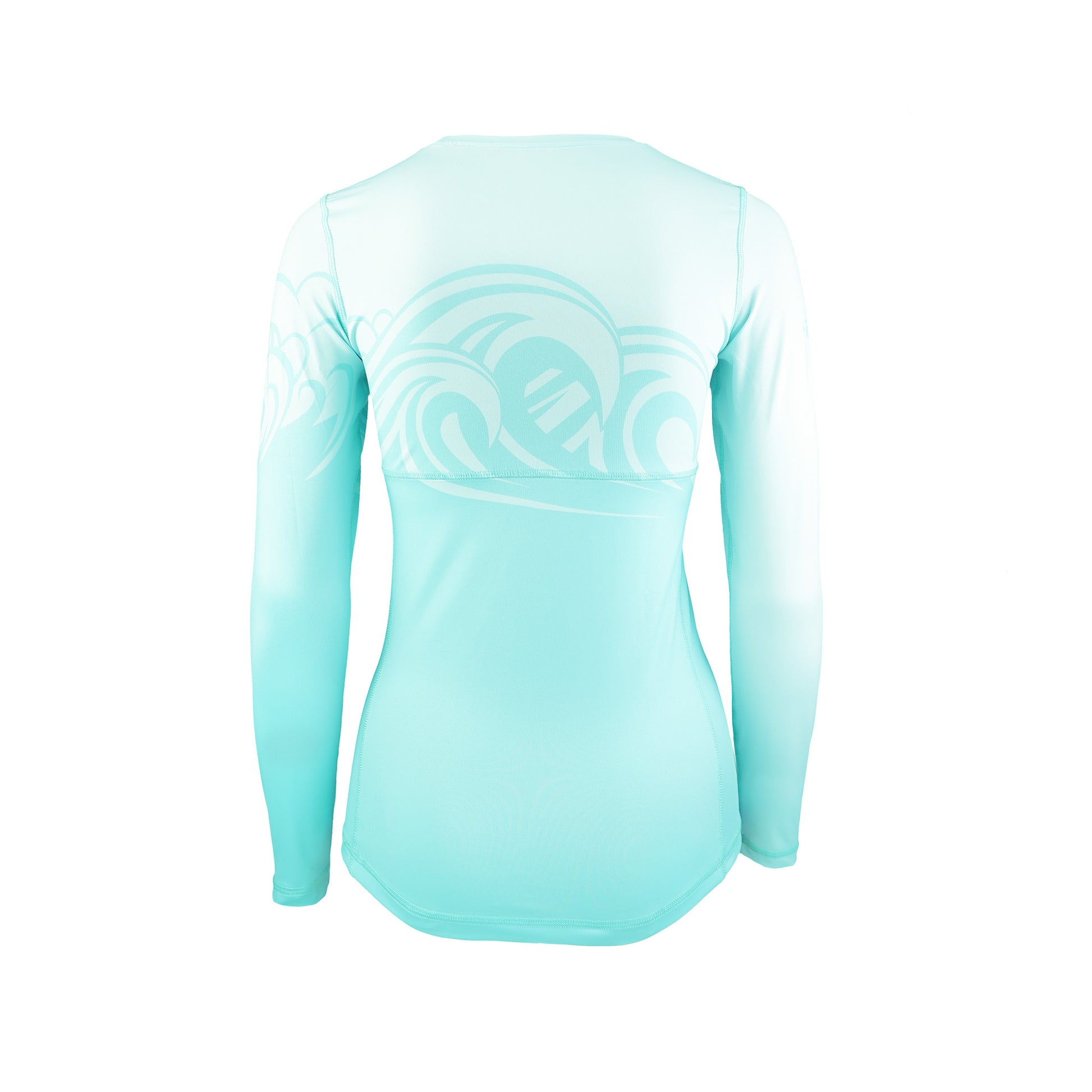 Wahine Sumi-e Swells Long Sleeve UPF 30 Shirt in Seaspray - Oiwi