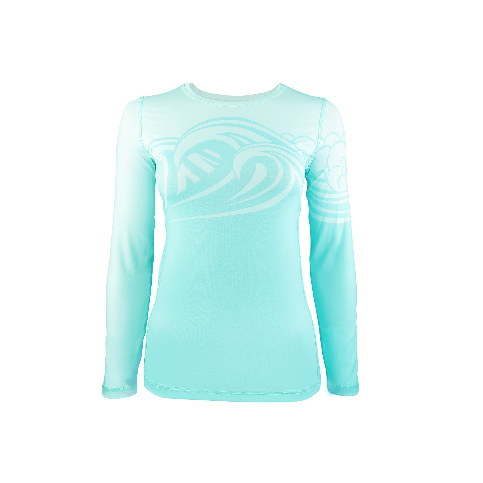 Wahine Sumi-e Swells Long Sleeve UPF 30 Shirt in Seaspray - Oiwi