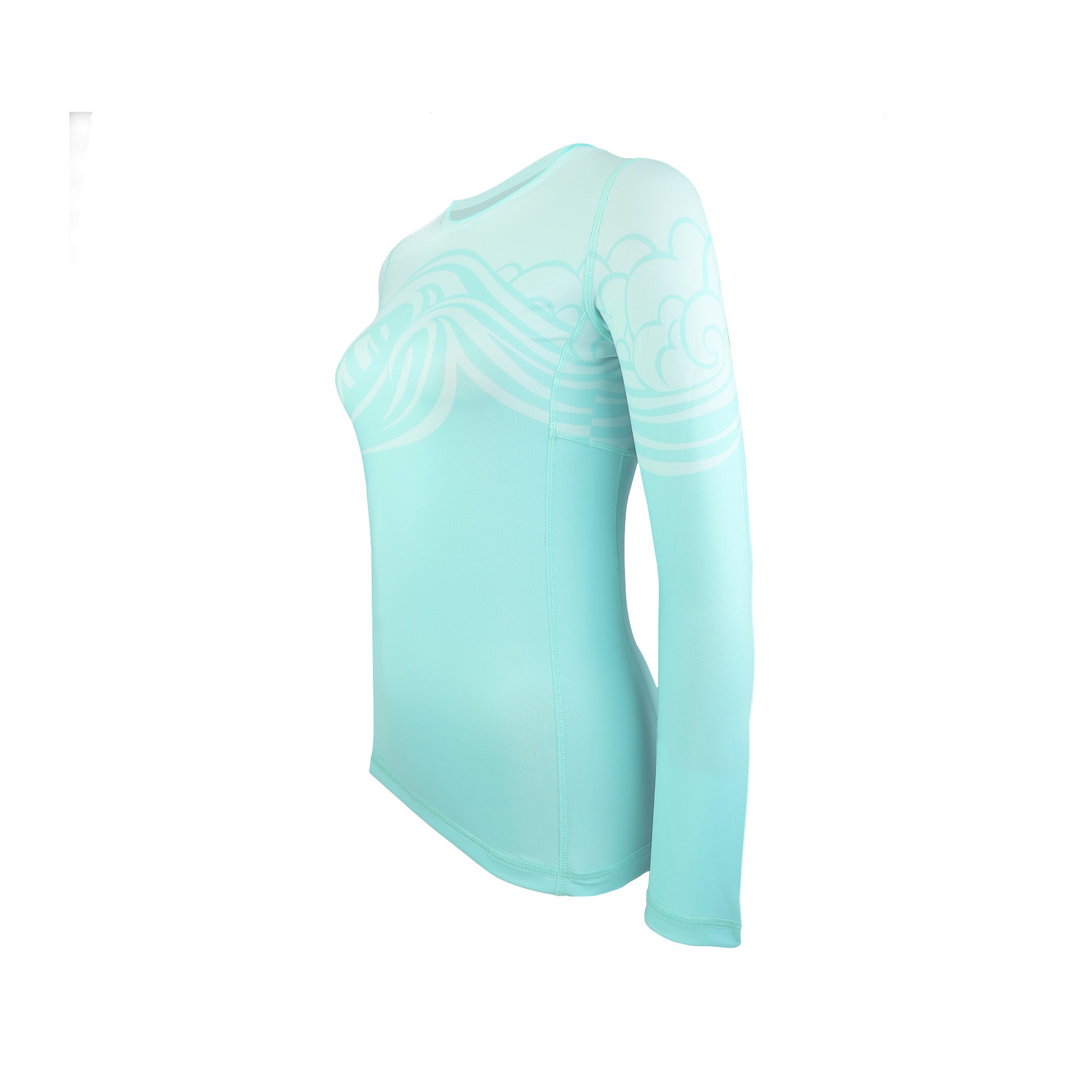 Wahine Sumi-e Swells Long Sleeve UPF 30 Shirt in Seaspray - Oiwi