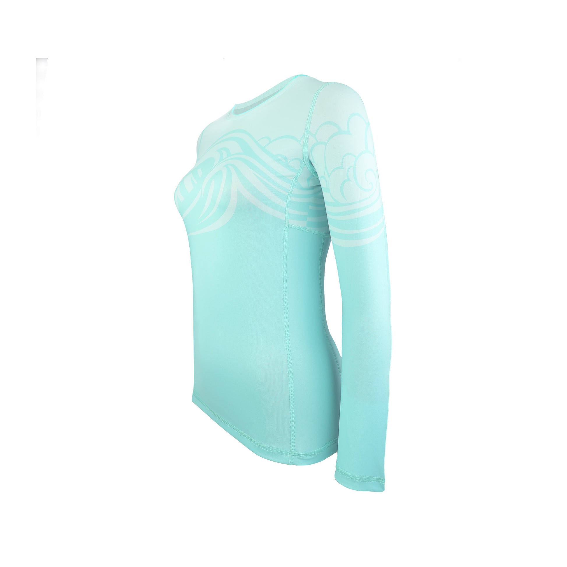 Wahine Sumi-e Swells Long Sleeve UPF 30 Shirt in Seaspray - Oiwi