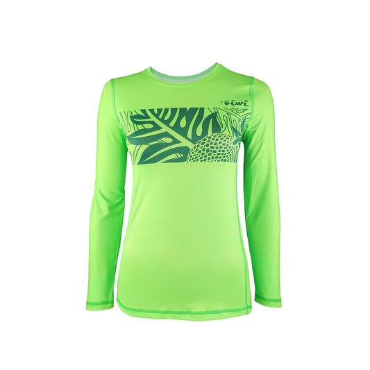 Wahine Ulu Long Sleeve UPF 30 Shirt in Green - Oiwi