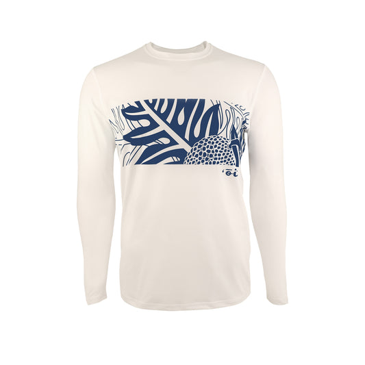 Ulu Long Sleeve UPF 30 Shirt in White/Navy - Oiwi