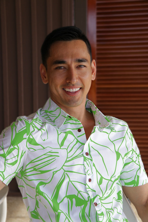 Kalo Kane Aloha Shirt in White - ‘Ōiwi