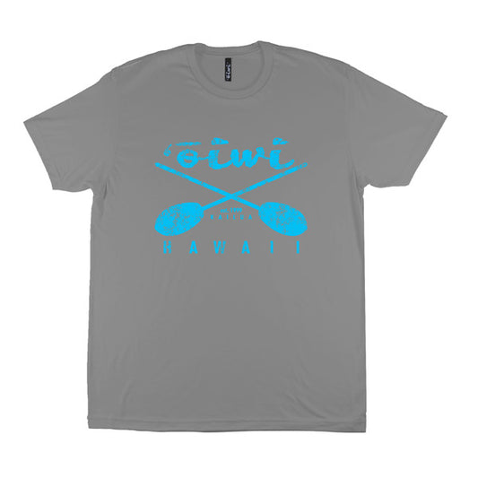 Cross Paddles T-shirt in Charcoal w/ Blue - ‘Ōiwi