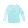 Wahine Sumi-e Swells Long Sleeve UPF 30 Shirt in Seaspray - Oiwi